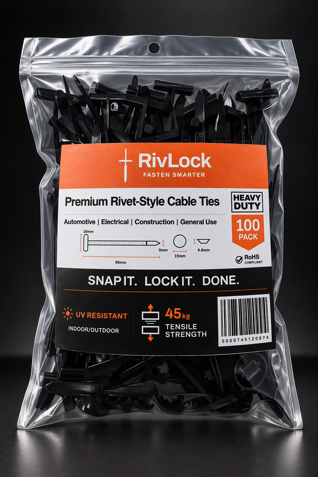 Hybrid Rivet Cable Ties — 100 Pack HEAVY DUTY