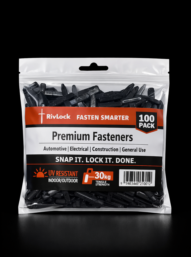 Hybrid Rivet Cable Ties — 100 Pack BLACK