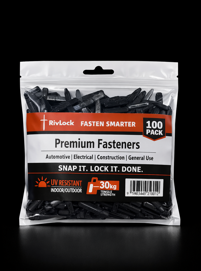 Hybrid Rivet Cable Ties — 100 Pack BLACK